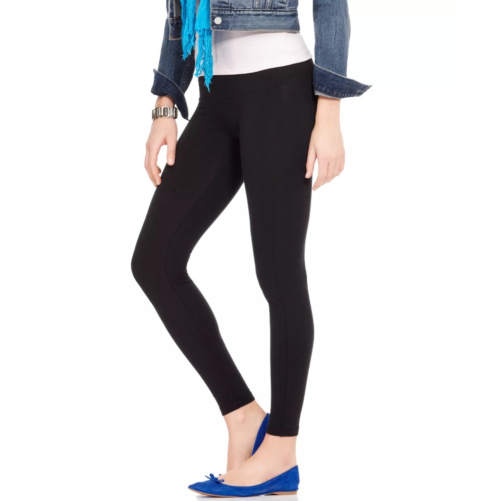 Hue Womens Medium 8-10 Tummy Control Ultra Cotton Leggings in Black $42 1411